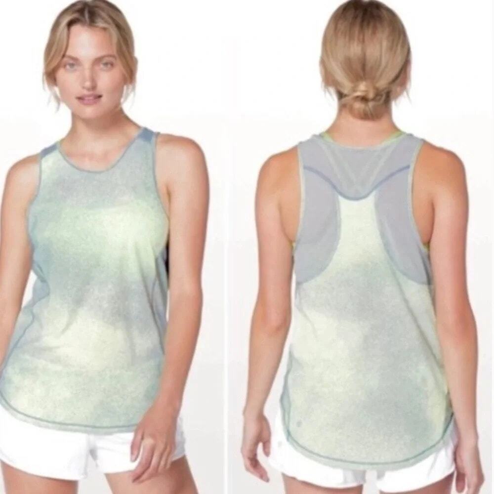 Lululemon Sculpt Tank Top II Ocean Spray Gray Yellow Active Loose Athletic 6